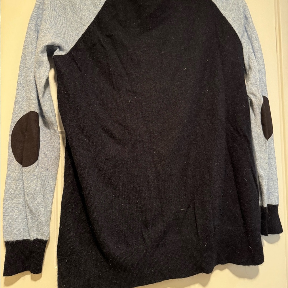 J.Crew Blue Elbow Patch Angora Sweater - Picture 7 of 9